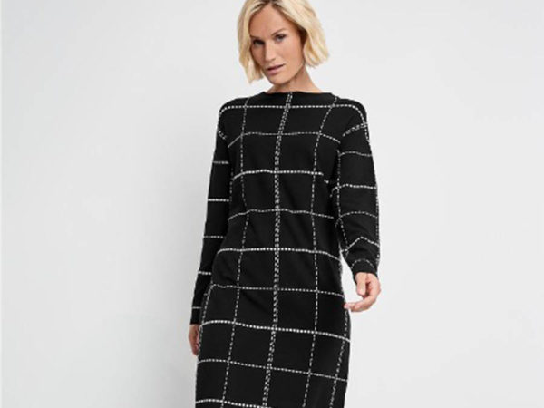 Monochrome Check Knitted Dress