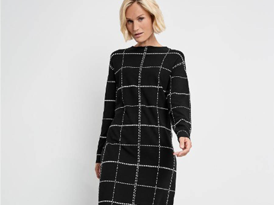 Monochrome Check Knitted Dress