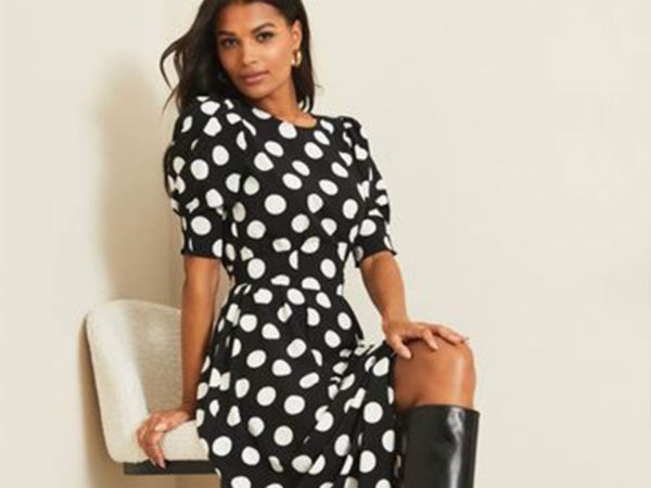 Ladies Puff Sleeve Tie Waist Midi Dress in Ireland