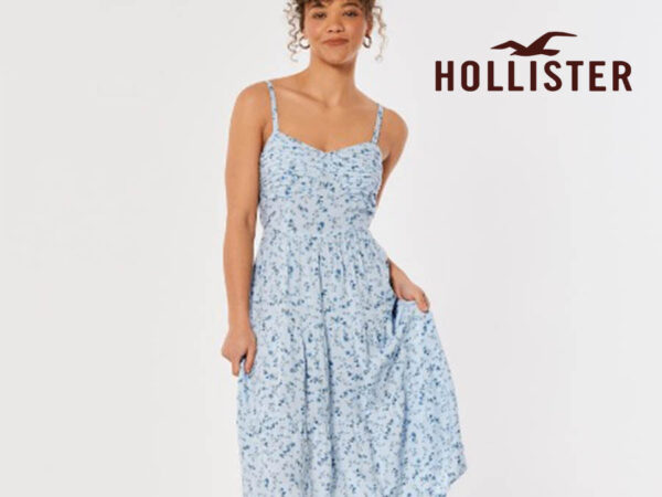 Hollister Ruched Bust Cut-Out Midi Dress