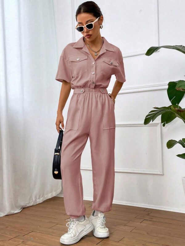 Shein Shoulder Shirt Jumpsuit