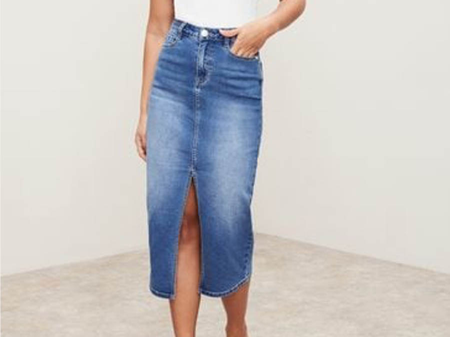 Blue Knee Length Denim Skirt – Sonlia Fashion-hanic.com.vn