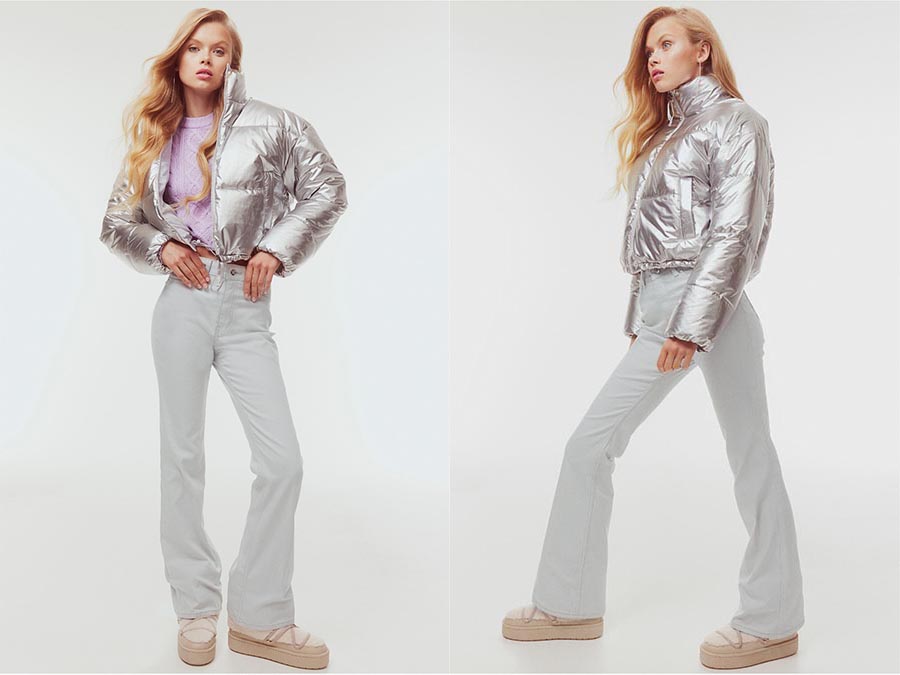 Ladies white Flared Twill Trousers Fashion.ie Ireland