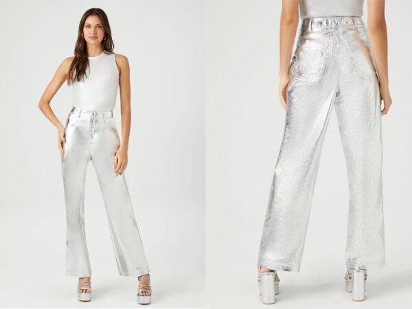 Buy ladies silver Metallic Wide-Leg Pants Fashion.ie