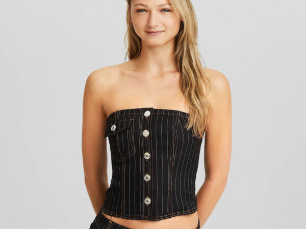 Ladies Pinstripe Bustier Top from Bershka