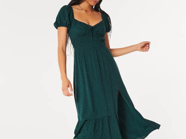 Green short sleeve channelled midi dress Ireland