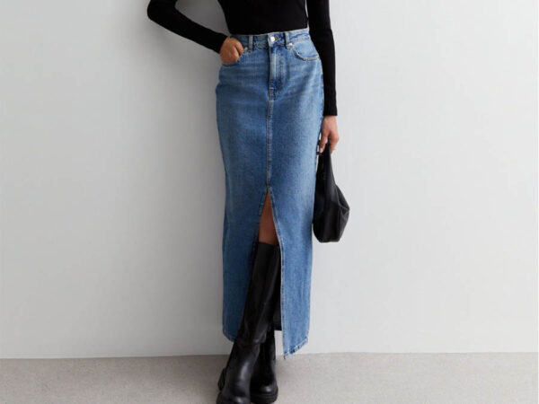 Ladies Teal Full Length Denim Maxi Skirt Ireland
