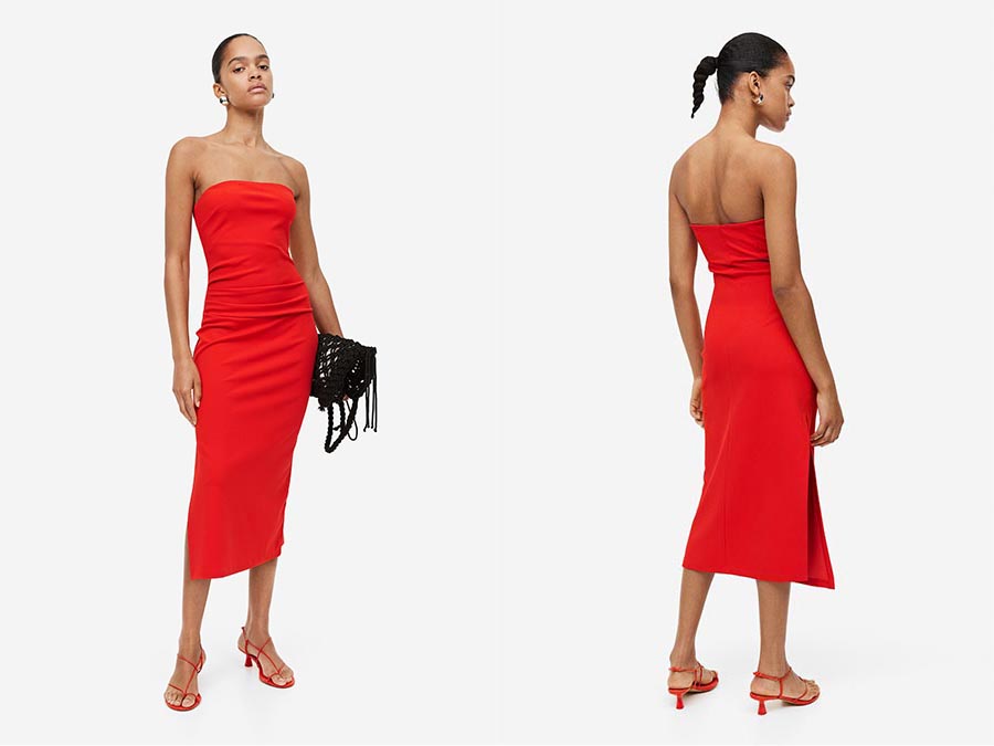 Ladies red strapless bandeau dress Fashion.ie Ireland