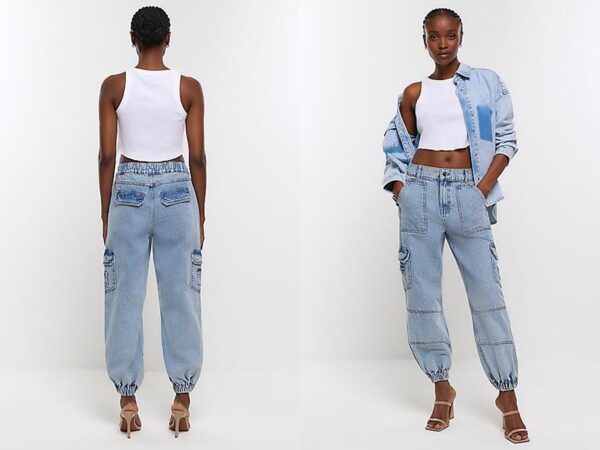 Ladies Blue Cuffed Cargo Jeans Fashion.ie 2023 Ireland