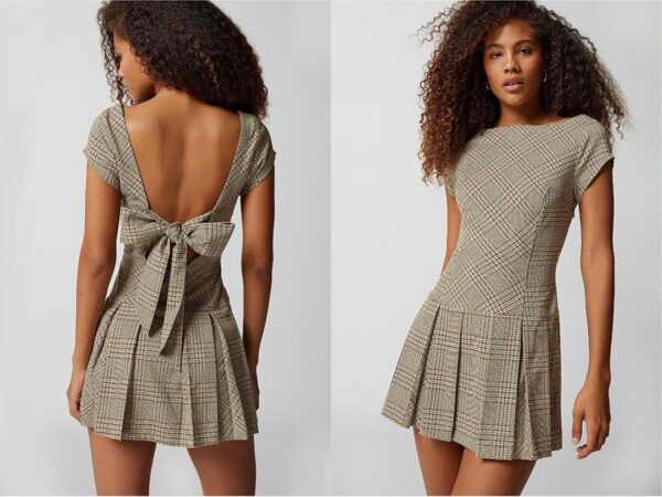 Ladies Bow-Back Pleated Mini Dress Fashion.ie Ireland