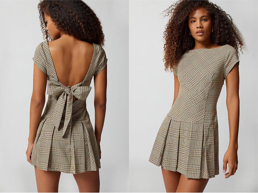 Bow Back Pleated Mini Dress Fashion.ie 2023