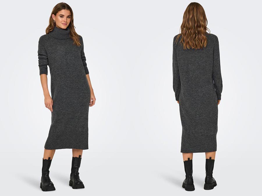 Grey Roll Neck Maxi Knit Dress - Fashion.ie 2023