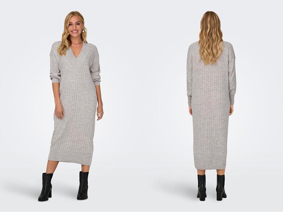 Ladies V Neck Knit midi dress Fashion.ie Ireland