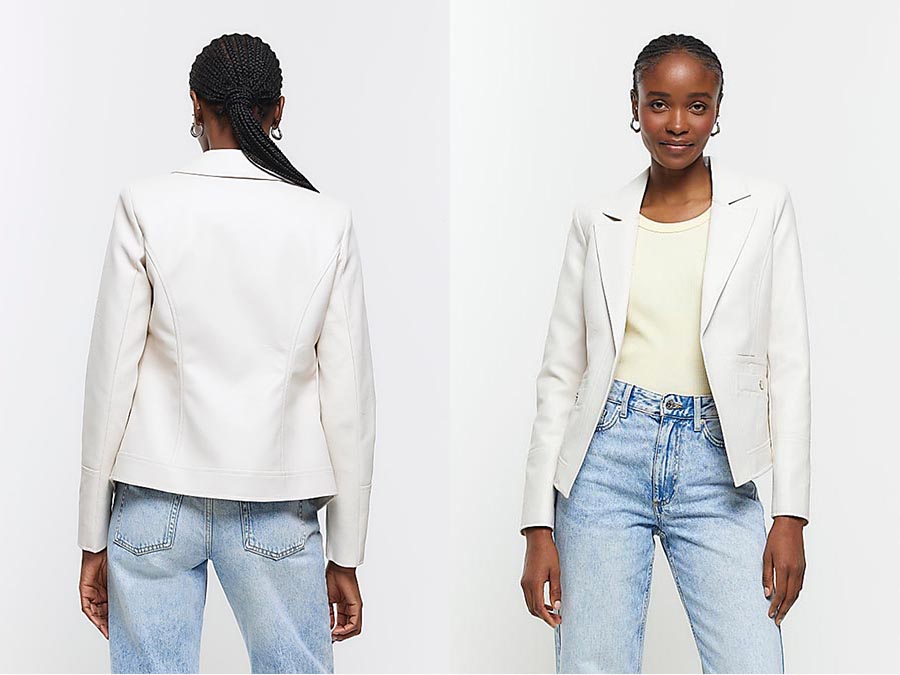 White Stone Faux Leather Blazer - Fashion.ie 2023
