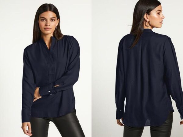 Ladies Navy Long Sleeve V-Neck Blouse Fashion.ie 2024 Ireland