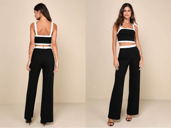 Ladies Black and white Colour Block 2 Piece Jumpsuit Fashion.ie 2024 Ireland