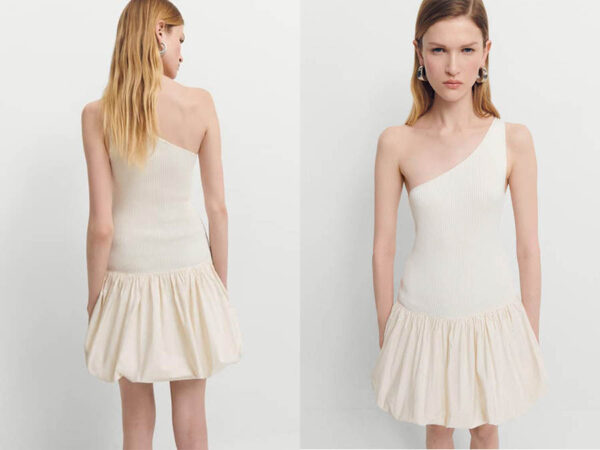 Ladies Cream Short Puffed Hem Dress Fashion.ie 2024 Ireland