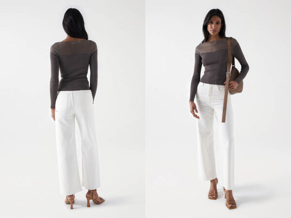 Ladies Grey Sheer Long Sleeve Top Fashion.ie 2024 Ireland