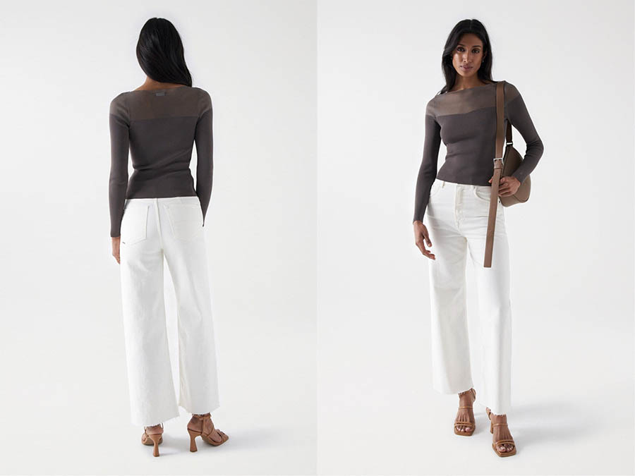 Ladies Grey Sheer Long Sleeve Top Fashion.ie 2024 Ireland