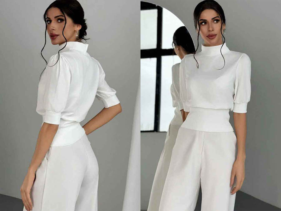 Ladies Raised Crew Neck White Shirt Fashion.ie 2024 Ireland