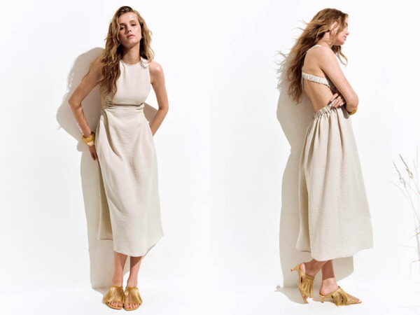 Beige Cut Out Dress