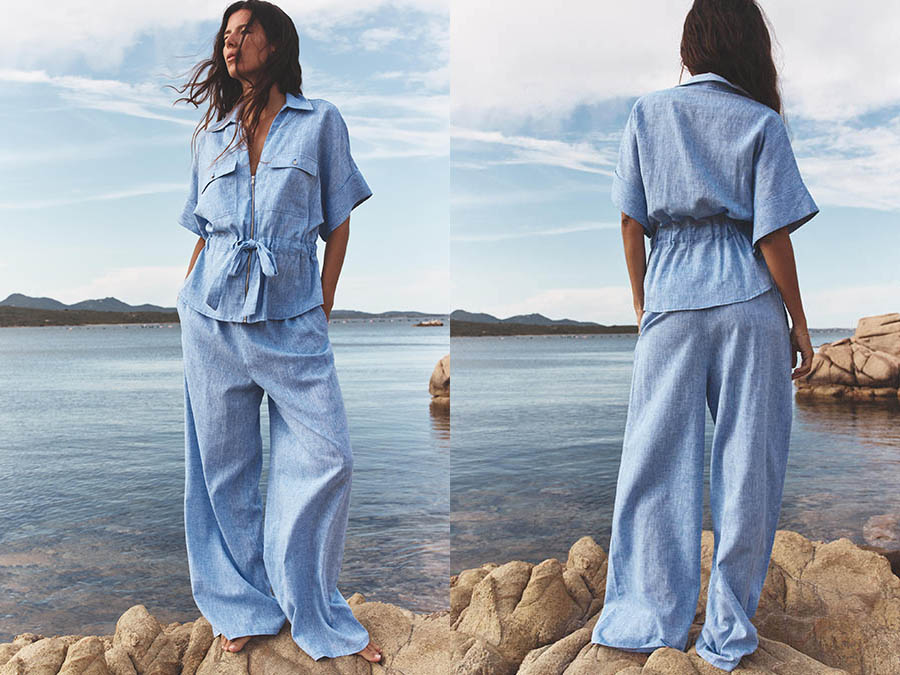 Buy the latest in ladies wide leg linen trousers