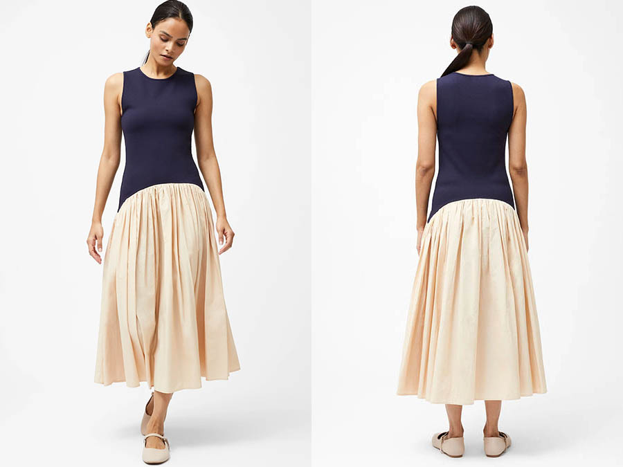 Kayle Jia Mix Drop Waist Midi Dress
