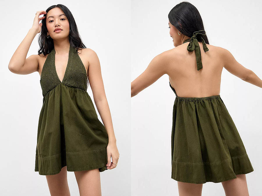 Buy the latest Olive Iris Smocked Halterneck Dress
