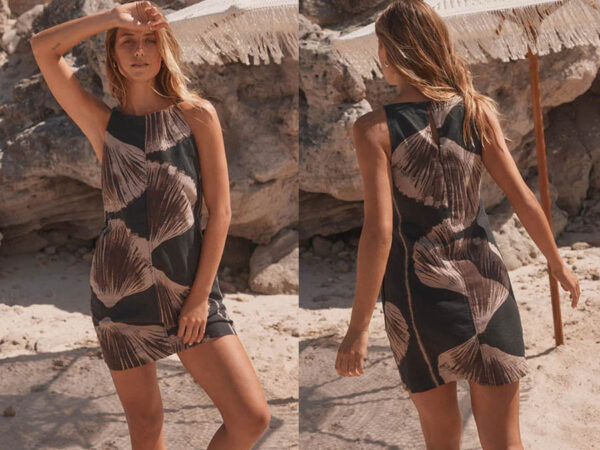 Sleeveless Print Linen Summer Dress
