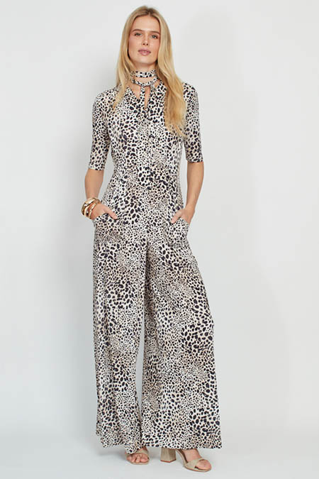 Ladies Black & White Animal Print Jumpsuit Ireland 2025