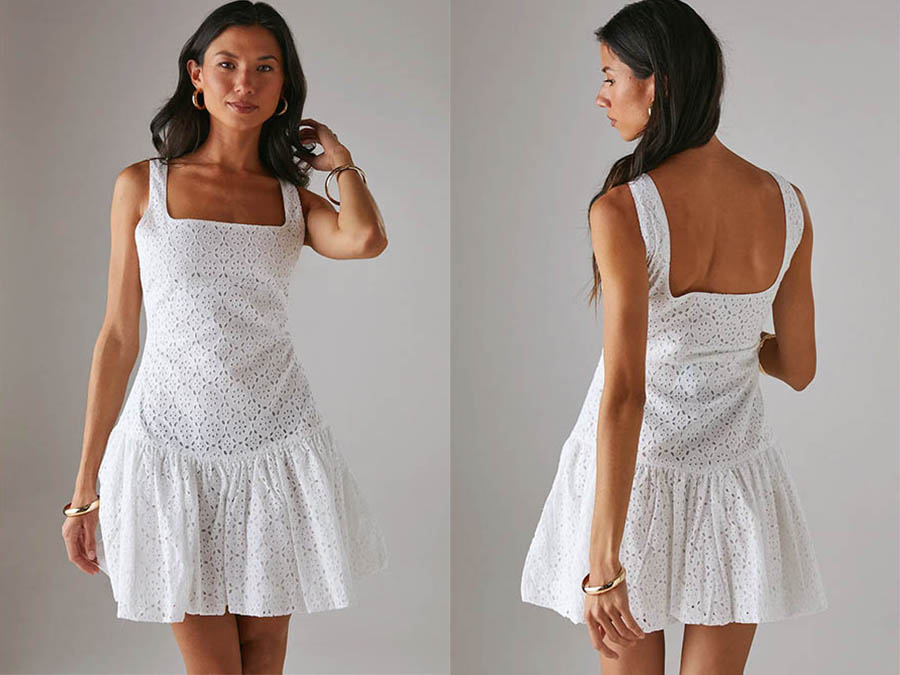 Ladies Broderie Puff Ball Mini Dress Ireland 2025