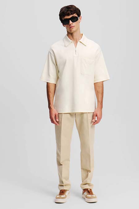 Men's Karl Lagerfeld Monogram Zip Up Polo Shirt Ireland 2025