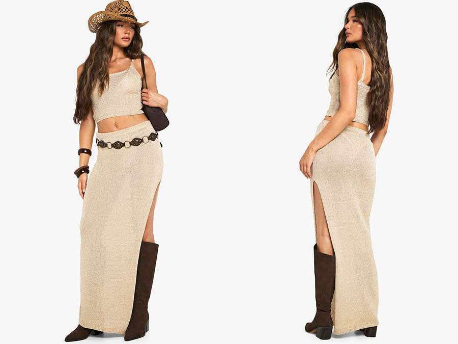 Music festival Sequin Cami Top & Split Side Maxi Skirt