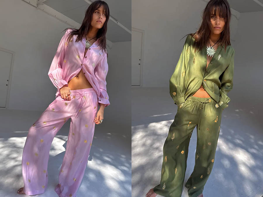 Purple Sun Foil Trouser & Top Sets music festival fashion 2025