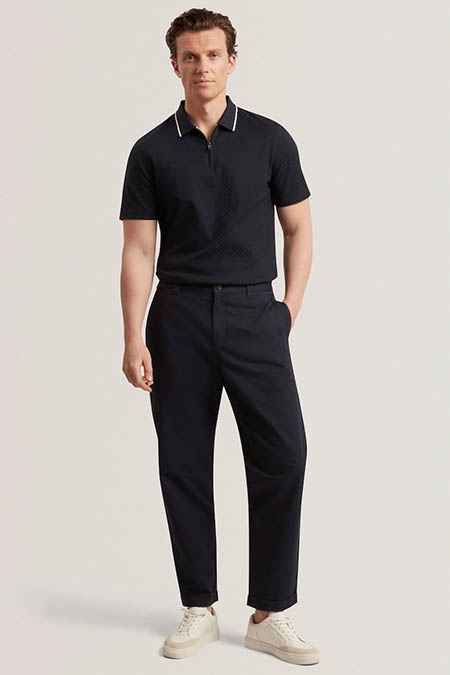 Ted Baker Zip Neck Short Sleeve Polo Shirt