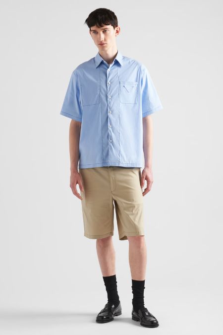 Prada Men's Blue Short Sleeve Cotton Shirt 2025 Fashion.ie