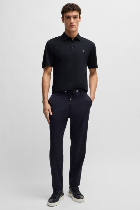 Hugo Boss Black Cotton Double Monogram Polo Shirt. Men's designer fashion Ireland 2025
