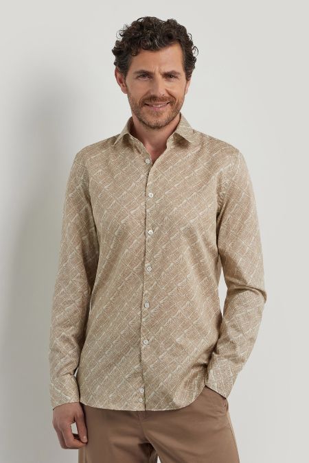 Canali Beige Printed Cotton Shirt Italian Designer Shirt Ireland 2025