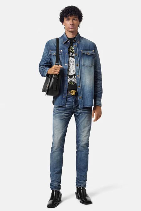 Versace Men’s Denim Overshirt Designer fashion labels Ireland 2025