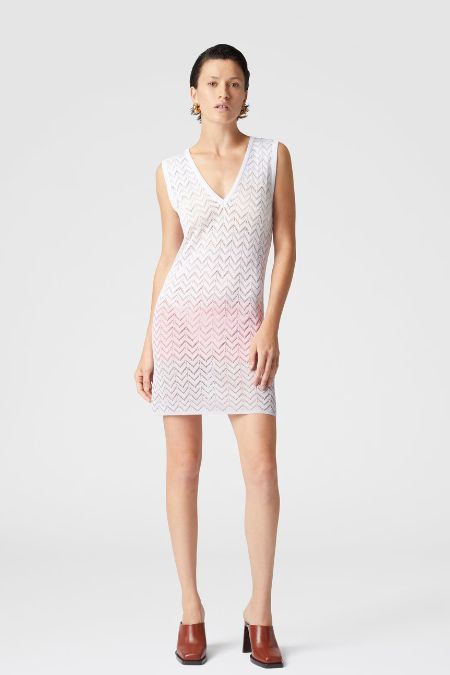 Missoni Gradient Chevron Viscose V-Neck Mini Dress