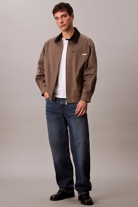 Calvin Klein Men’s Brown Cotton Twill Blouson Jacket
