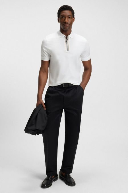 Hugo Boss Men's White Polo Shirt With Zip Placket. Designer fashion labels Ireland 2025