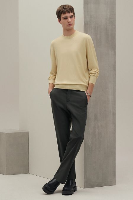 Hermes Men’s Vanilla Wool Crew Neck Sweater. Men's designer fashion labels Ireland 2025