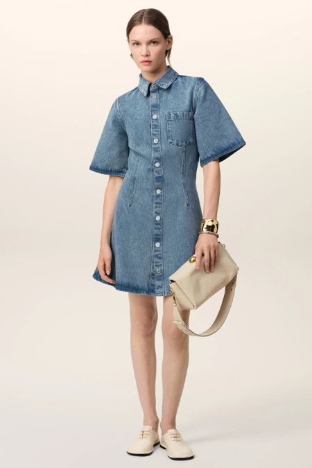 AMI Paris Blue Cotton Shirt Dress. The latest in ladies designer fashion brands and clothing in Ireland 2025
