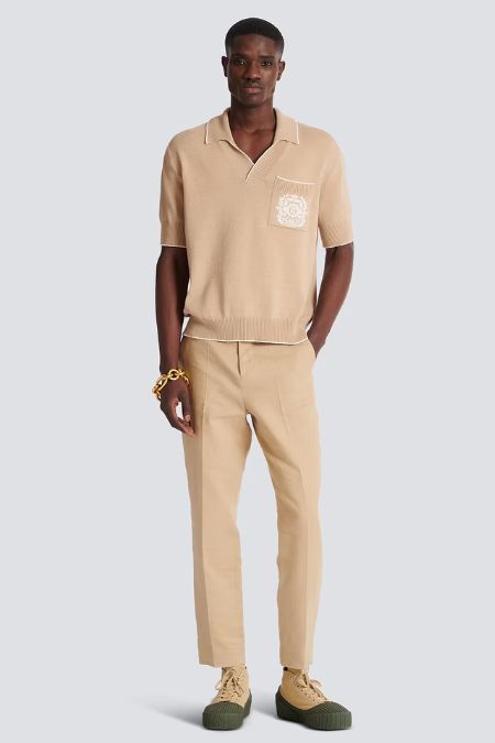 Balmain Men’s Écusson Embroidered Polo Shirt. Latest in Men's designer fashion labels in Ireland 2025