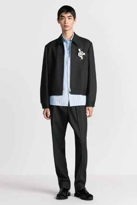 Dior Anthracite Grey Virgin Wool Zip Jacket. Latest men's designer fashion jackets autumn 2025