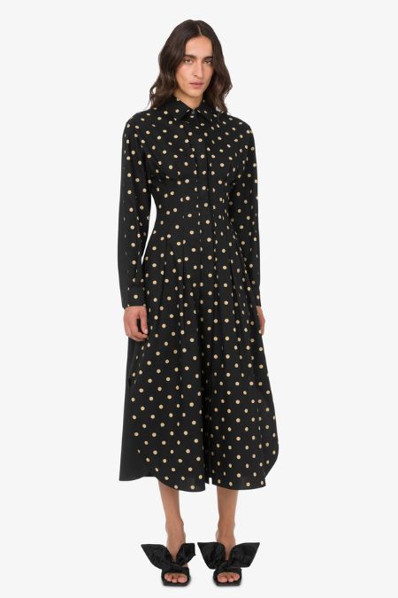 Moschino Polka Dot Printed Cotton Poplin Dress. Latest designer dresses autumn winter 2025