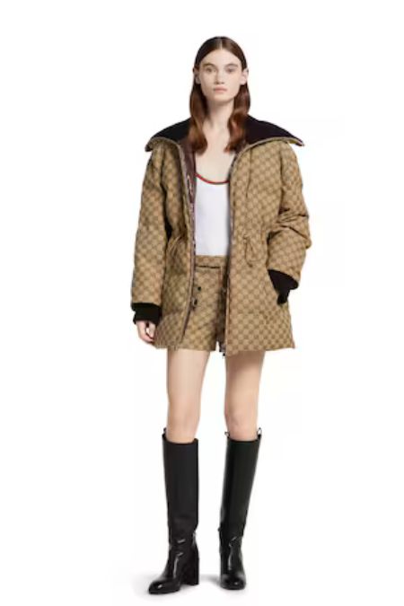 Gucci GG Canvas Puffer Jacket. Ladies designer fashion coat autumn winter 2025