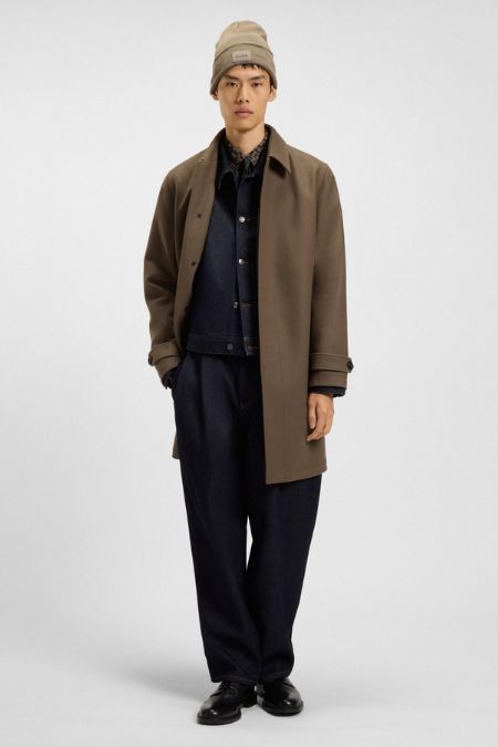 Hugo Boss Men’s Brown Wool Blend Car Coat. Designer fashion labels autumn winter coats 2025