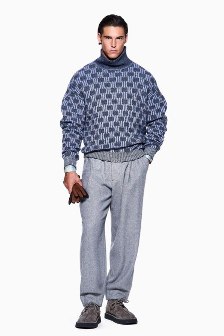 Giorgio Armani Men’s Patterned Turtleneck Jumper. Men's designer winter fashion 2025